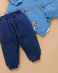 purebaby organic cotton baby kids textured slouchy pants french navy