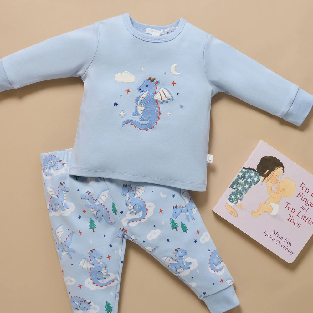 purebaby organic kids pajama set dragon