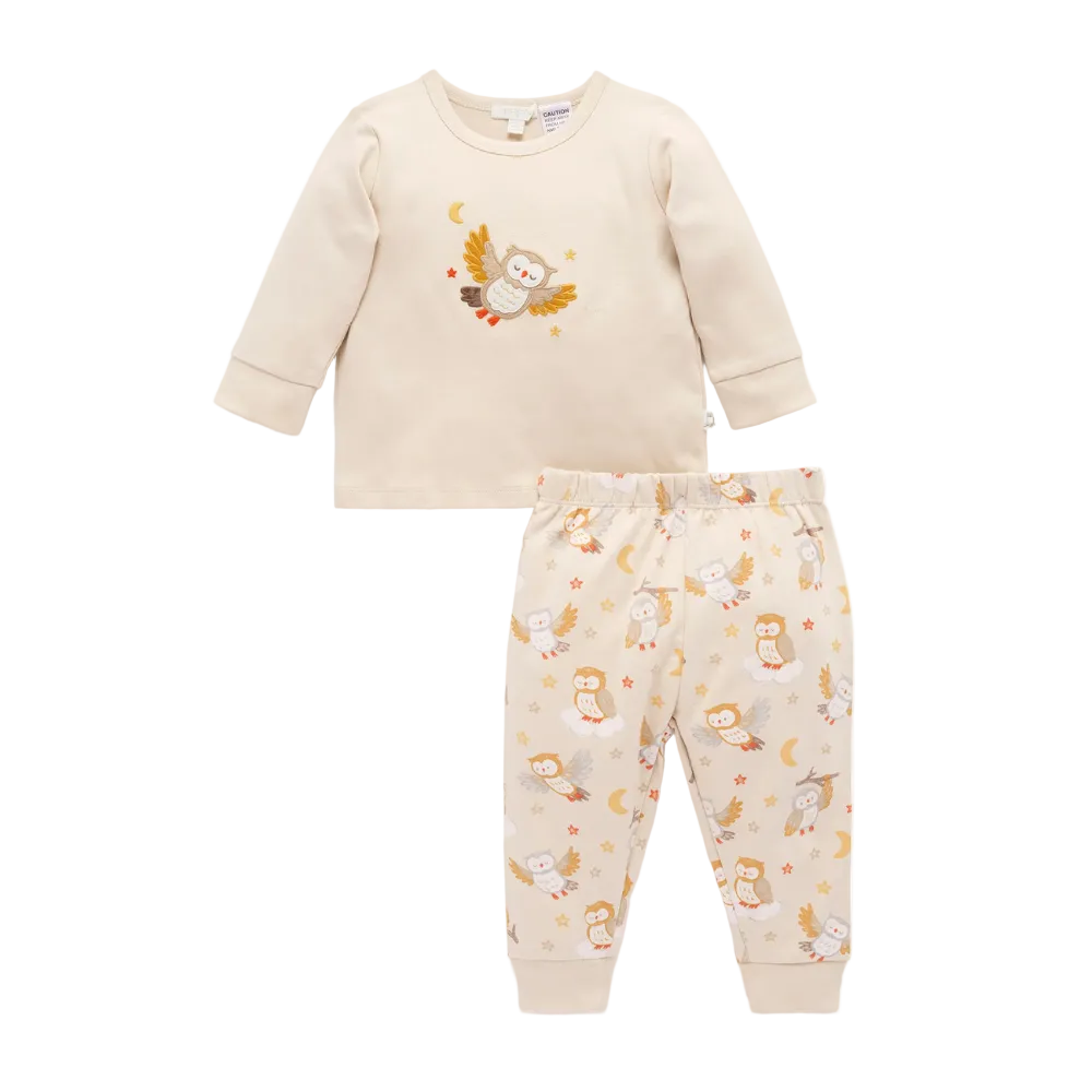 purebaby organic kids pajama set owl dreams