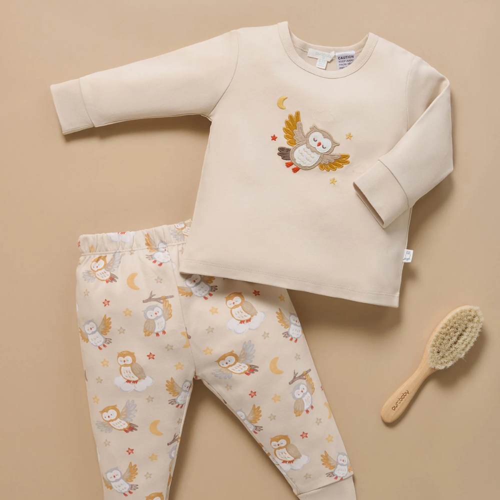 purebaby organic kids pajama set owl dreams