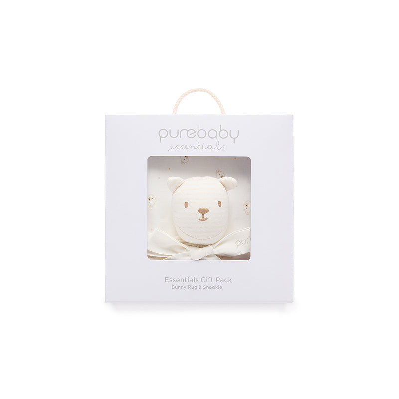 purebaby organic cotton baby clothes bunny rug and snookie pack vanilla bear