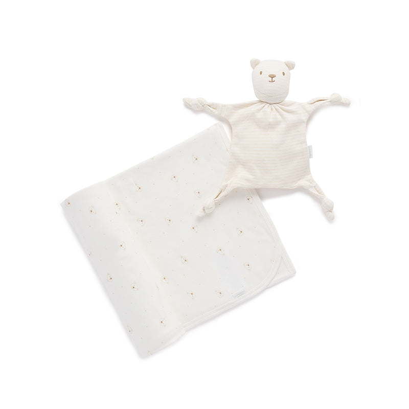 purebaby organic cotton baby clothes bunny rug and snookie pack vanilla bear baby gift set