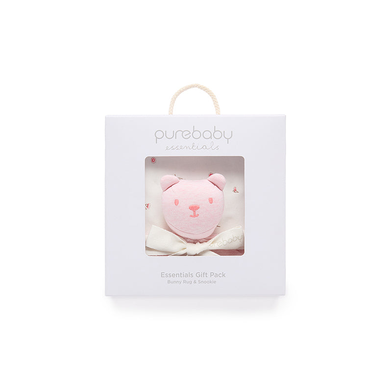 purebaby organic cotton baby clothes bunny rug and snookie pack vanilla blossom baby gift set for baby girl