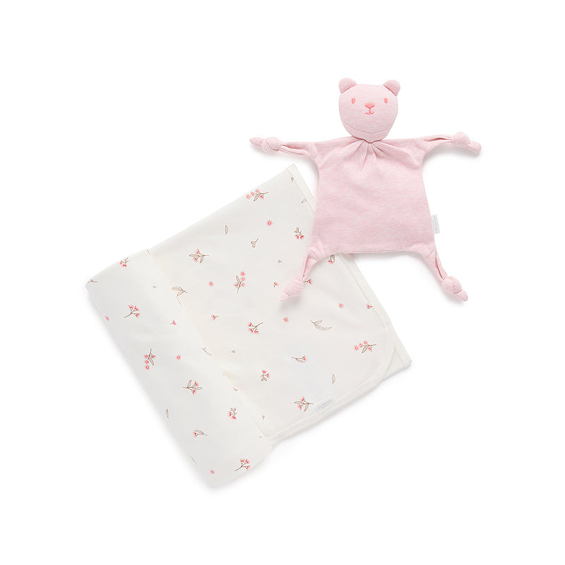 purebaby organic cotton baby clothes bunny rug and snookie pack vanilla blossom baby gift set for baby girl