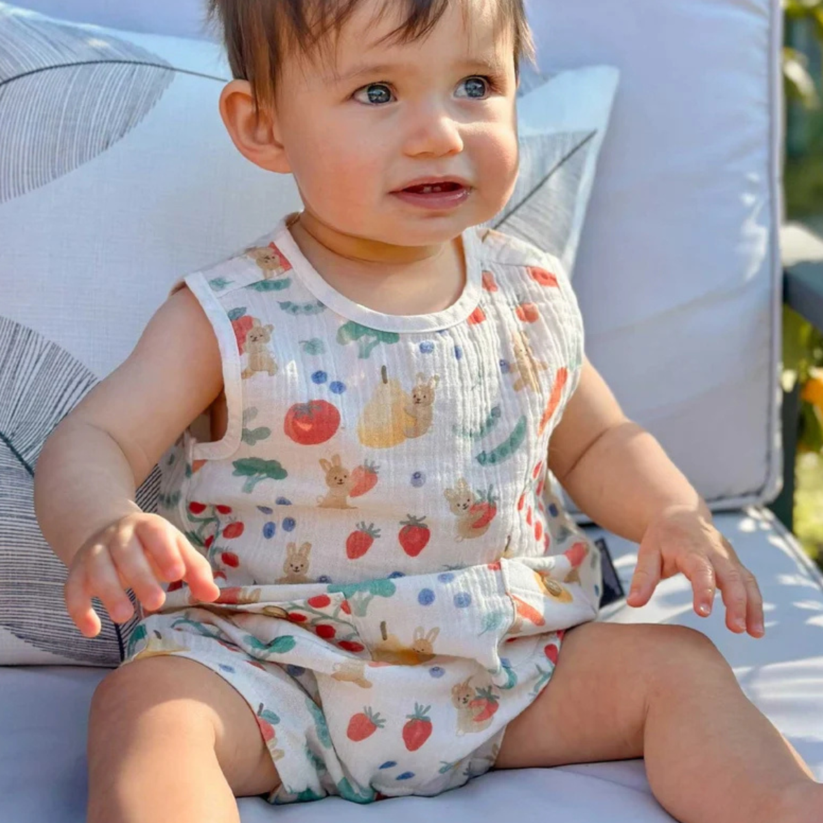 purebaby organic cotton baby clothes veggie garden romper