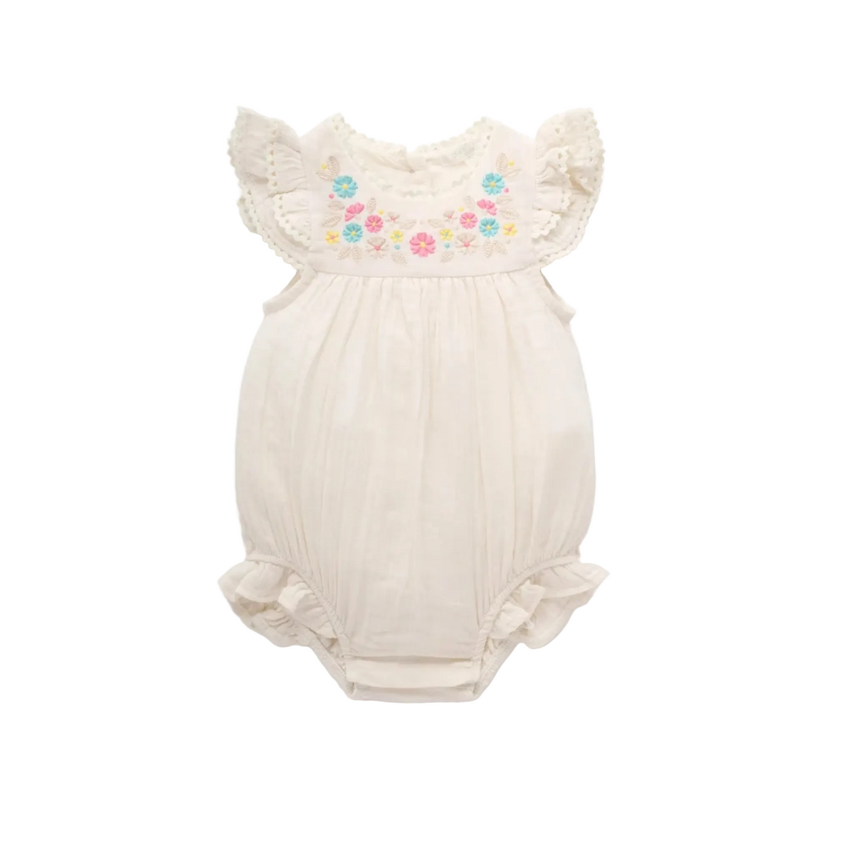 purebaby organic white cloud embroidered bodysuit baby girl