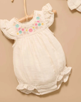 purebaby organic white cloud embroidered bodysuit baby girl