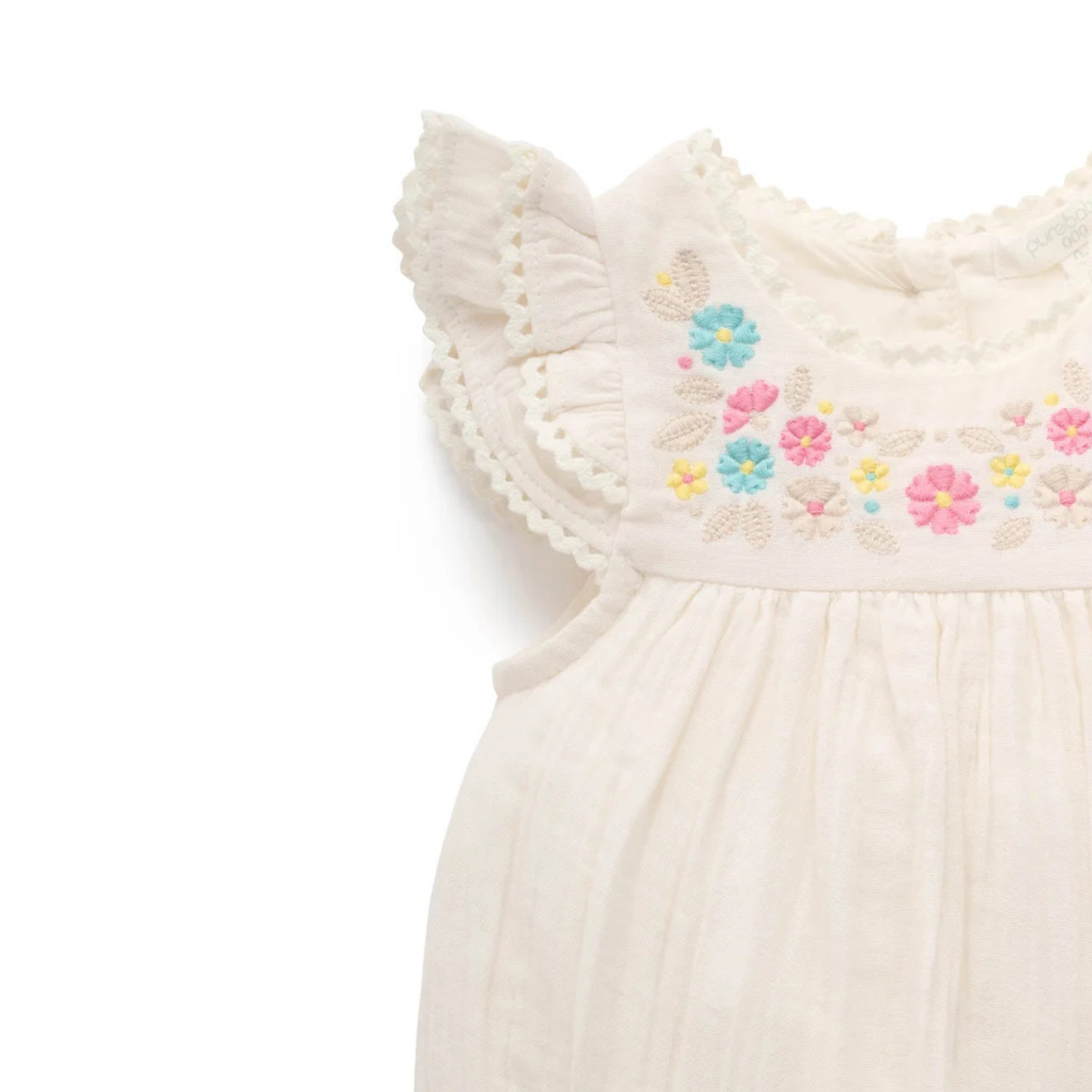 purebaby organic white cloud embroidered bodysuit baby girl