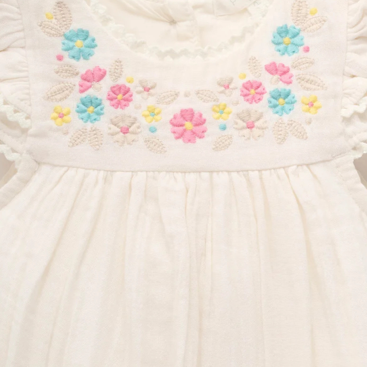 purebaby organic white cloud embroidered bodysuit baby girl