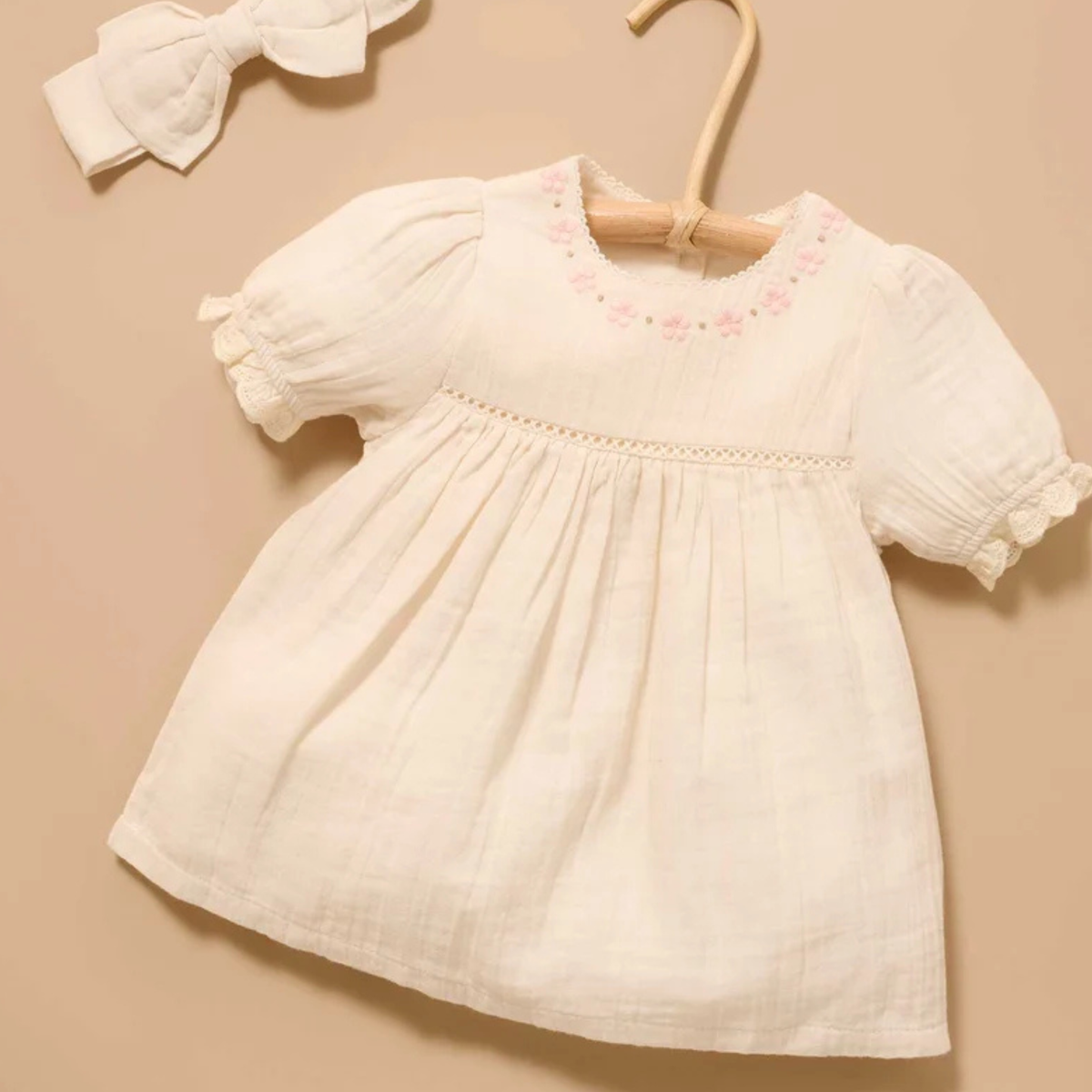 purebaby organic cotton baby dress embroidered dress baby girl