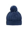 purebaby organic blue knit beanie with pom pom kids travel winter