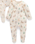 purebaby organic cotton baby clothes zip growsuit wolf cub