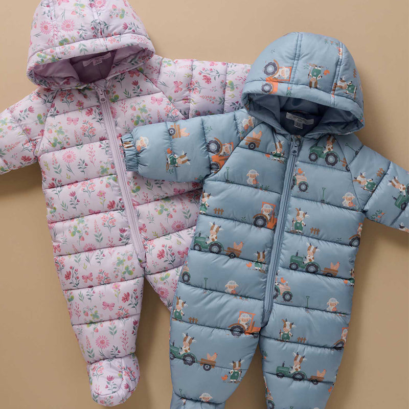 purebaby organic puffer growsuit baby winter