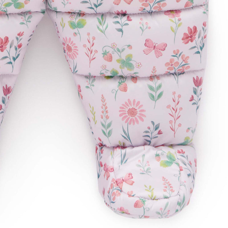 purebaby organic puffer growsuit strawberry pink blue girl winter growsuit