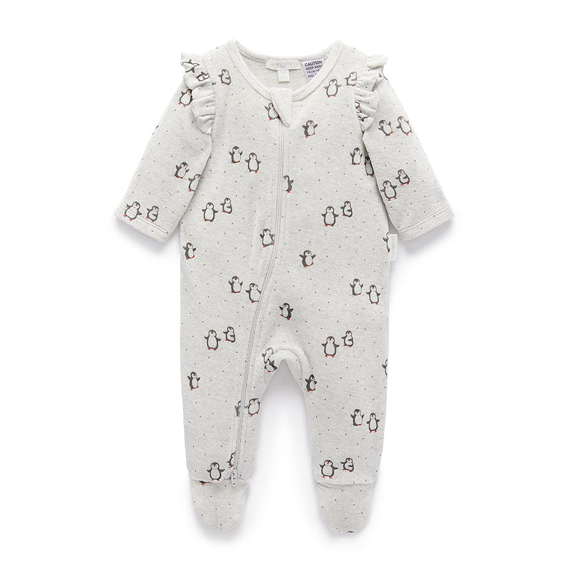 purebaby organic baby penguin growsuit baby travel outfit