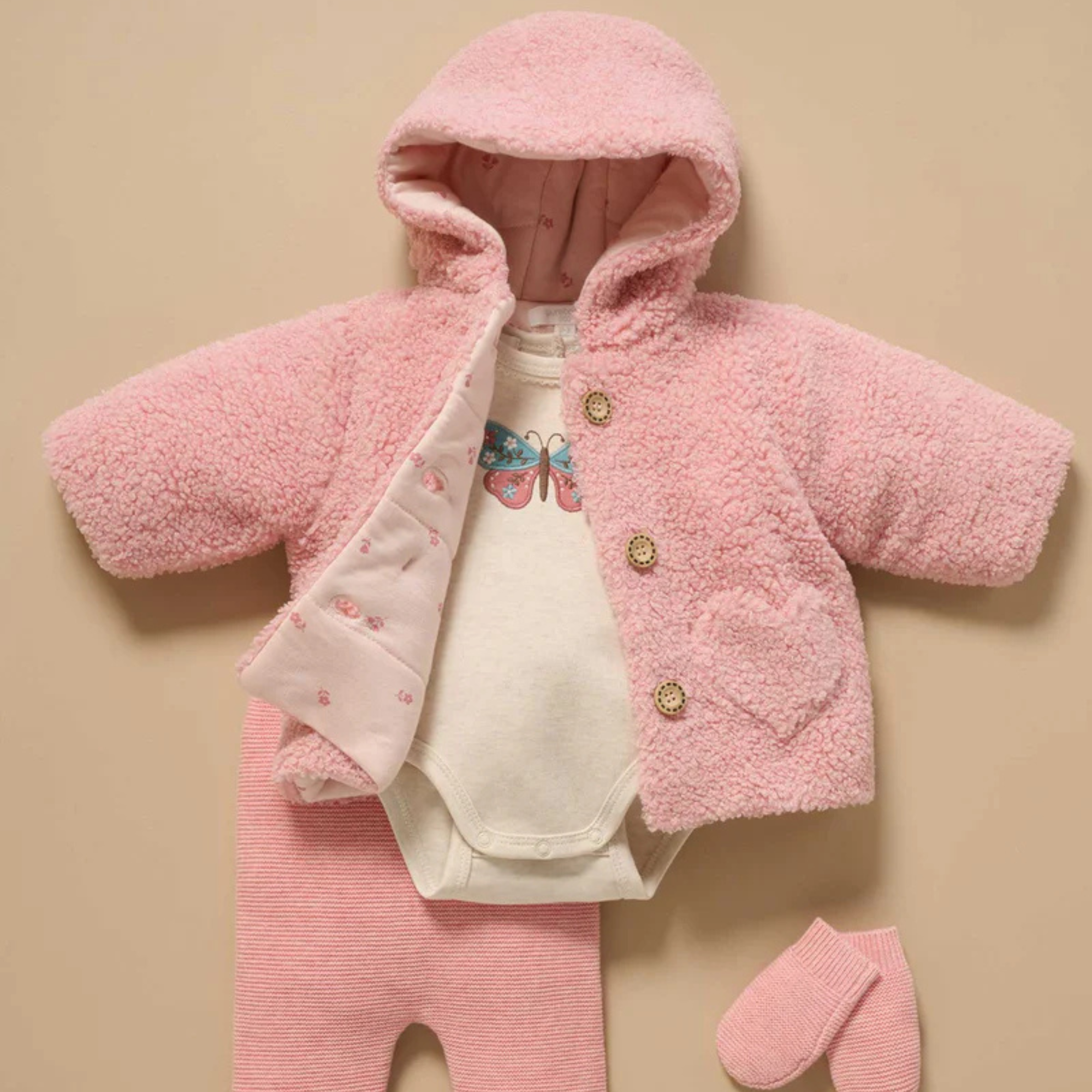 Pink Shearling Padded Jacket