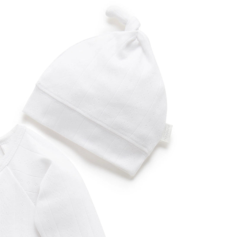 Pointelle Growsuit &amp; Hat Pack in White