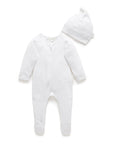 purebaby pointelle growsuit and hat newborn gift set hospital bag