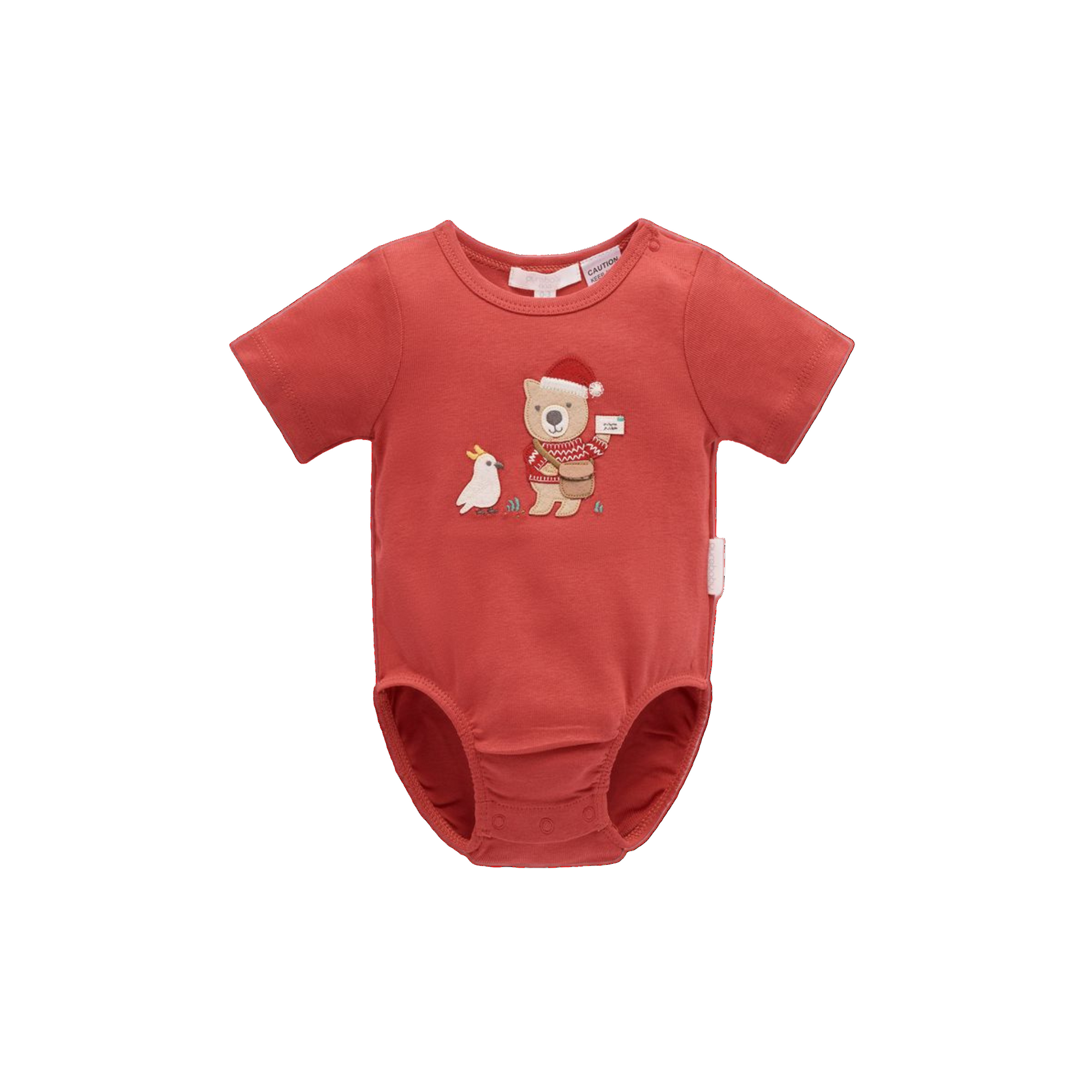 purebaby organic postie santa bodysuit baby christmas outfit