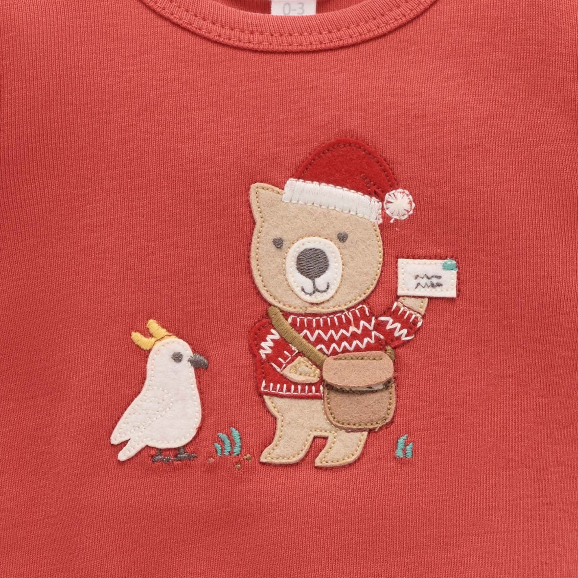 purebaby organic postie santa bodysuit baby christmas outfit