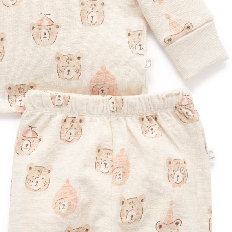 LS Textured Pyjama Set Wheat Bear