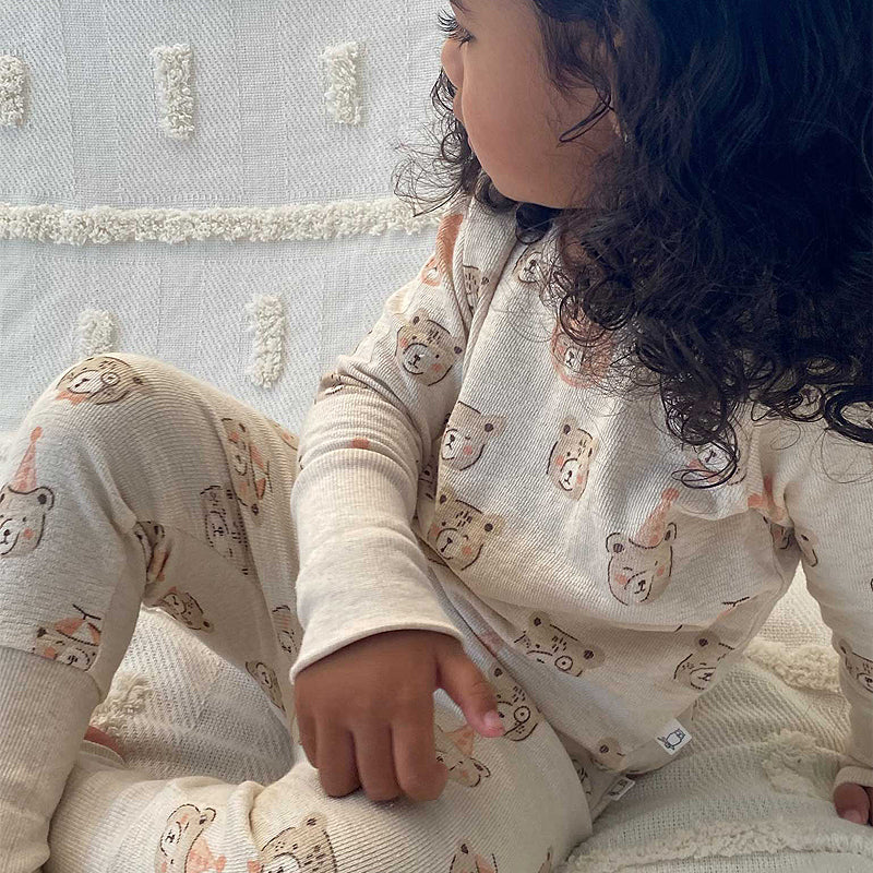 kids in organic cotton pyjama bear