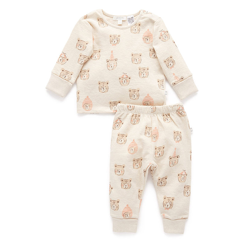 organic cotton kids pyjama set bear