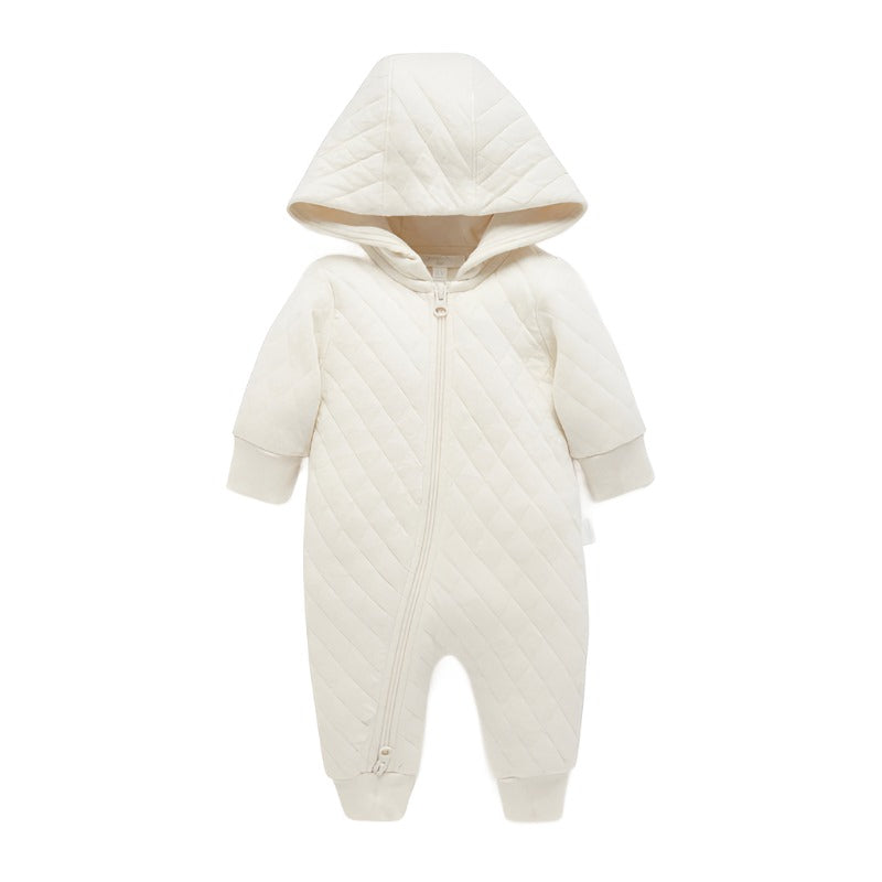 purebaby quilted growsuit wheat baby travel clothes