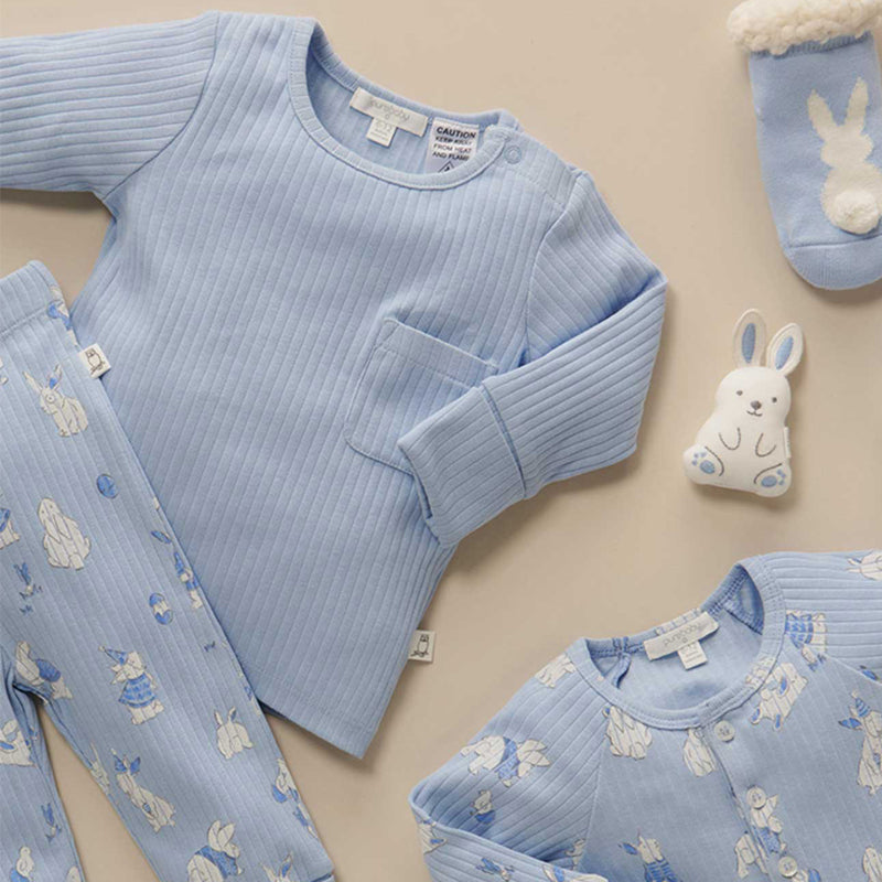 Rib Pyjama Set &amp; Bunny Toy Icicle Bunny