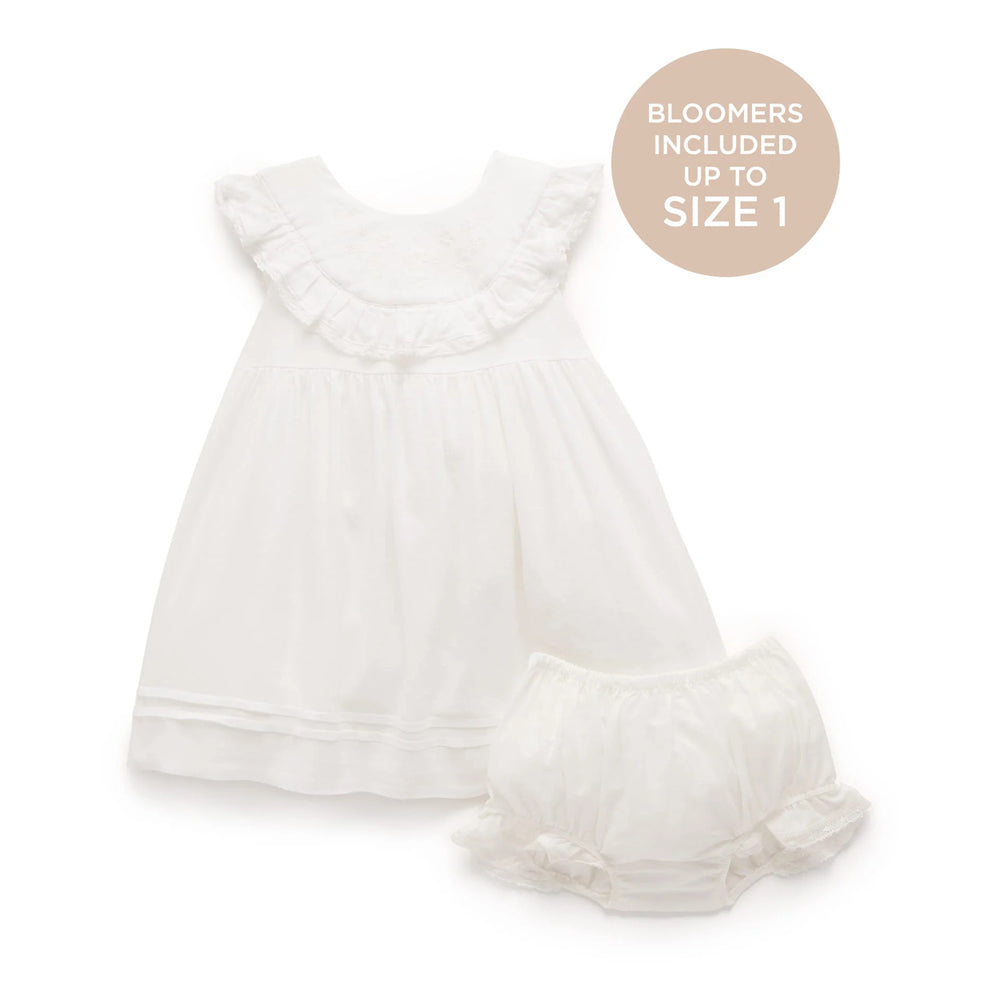 purebaby organic ruffle dress vanilla baby girl