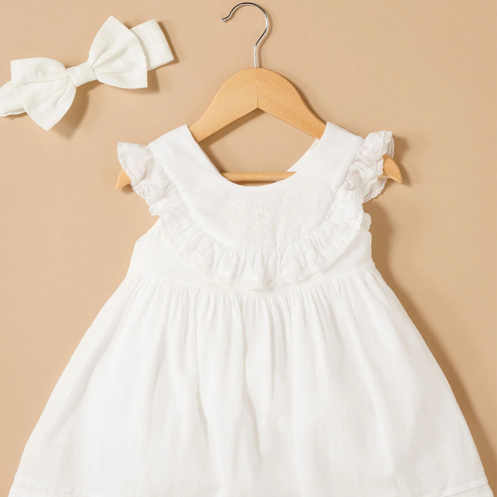 purebaby organic ruffle dress vanilla baby girl