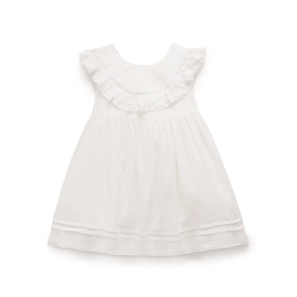 purebaby organic ruffle dress vanilla baby girl