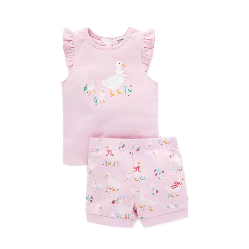 purebaby organic pj set baby toddler pyjama pink