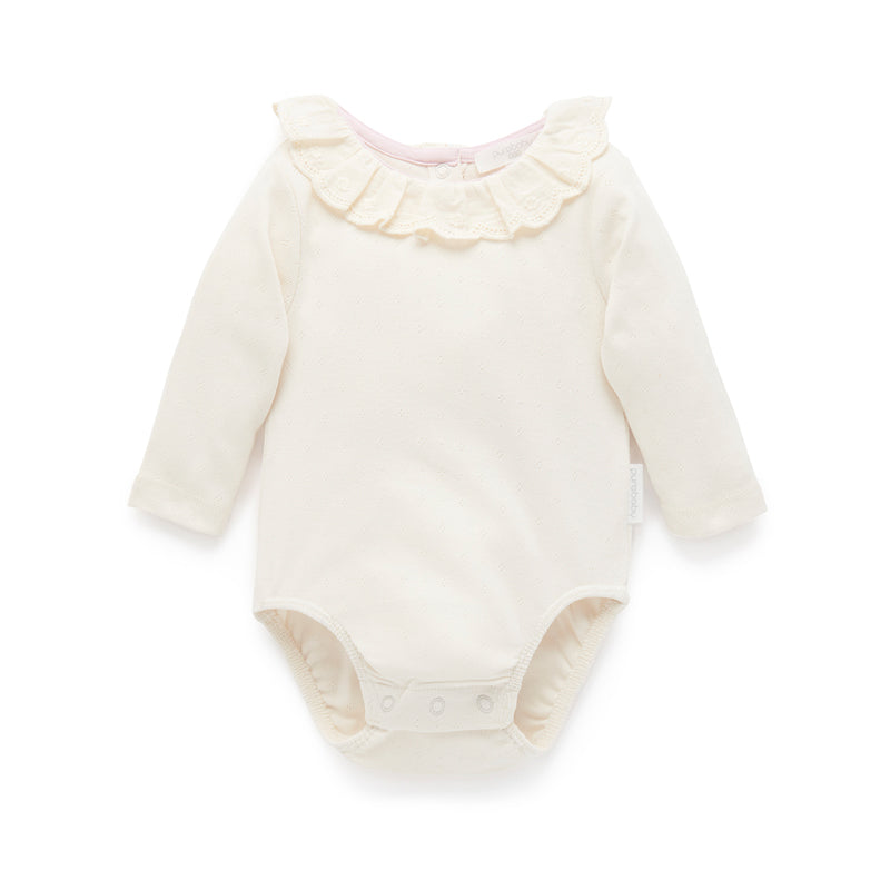 purebaby ruffle pointelle bodysuit organic cotton baby clothes
