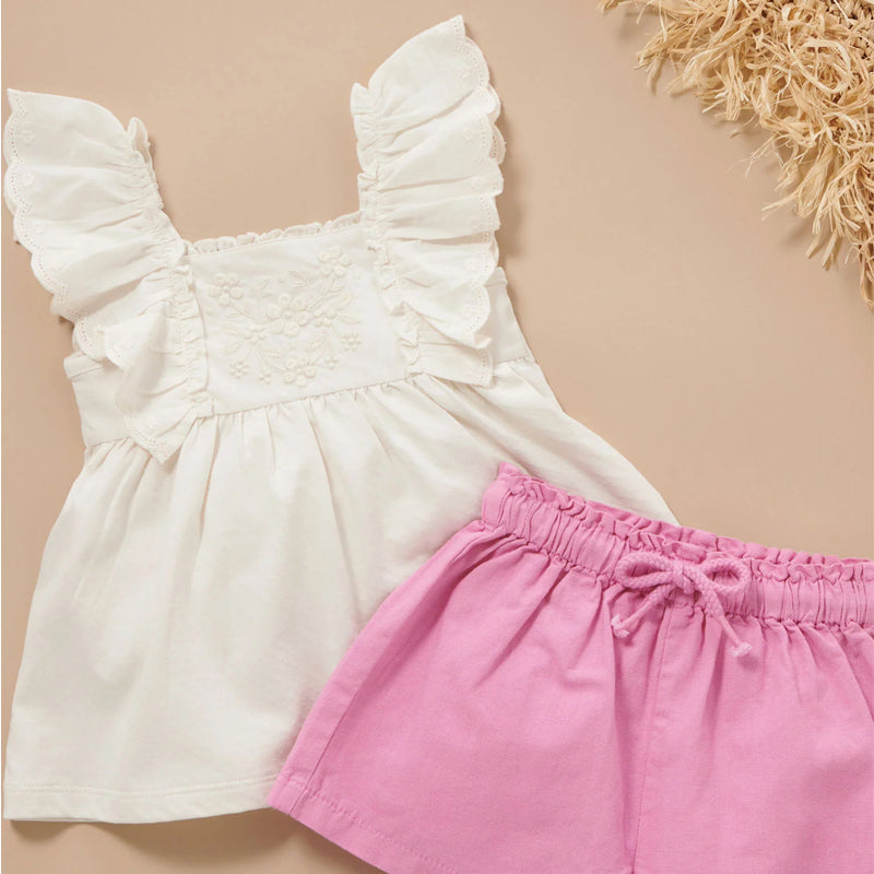 purebaby linen blend shorts baby toddler shorts pink