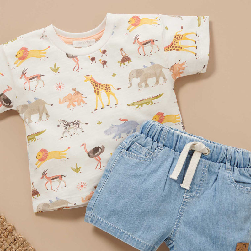 purebaby baby toddler safari animal tee