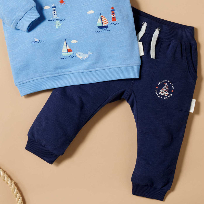 purebaby marine slouchy pants organic cotton baby pants
