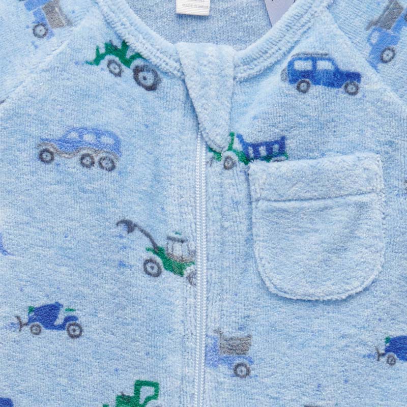 Snow Vehicle Velour Zip Growsuit