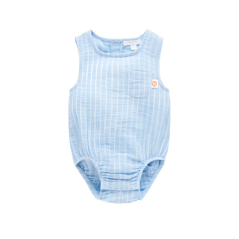 purebaby crinkle bodysuit kruger stripe baby blue bodysuit