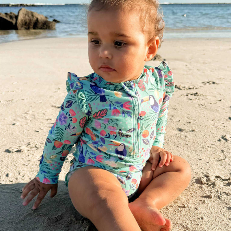 Toucan Frilly Long Sleeve Swimsuit