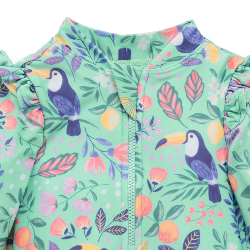 Toucan Frilly Long Sleeve Swimsuit