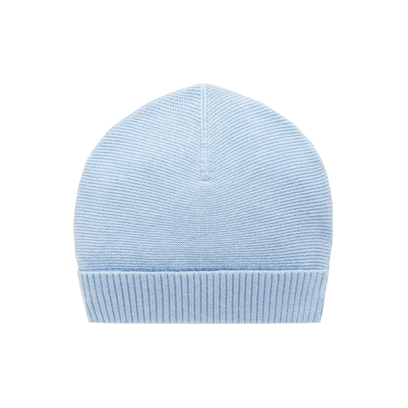 purebaby textured beanie blue newborn baby beanie hat