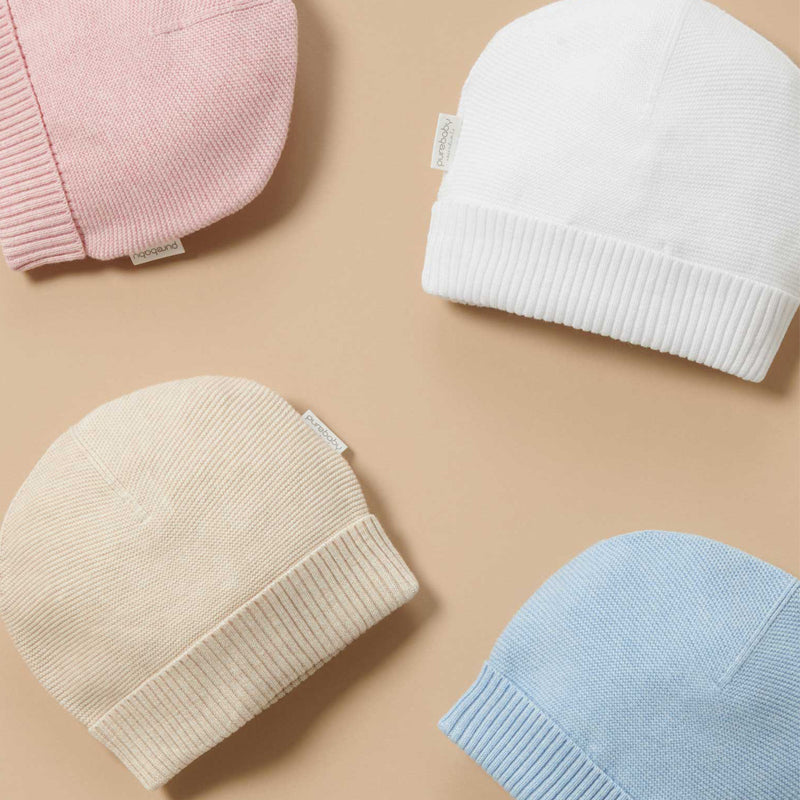 purebaby textured beanie newborn baby beanie hat