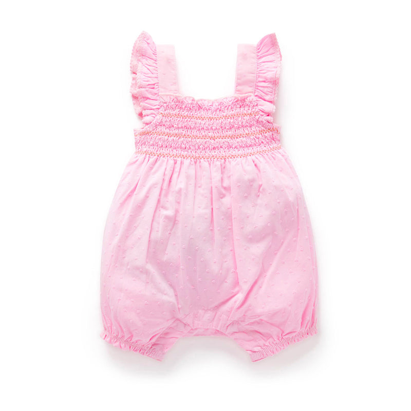 organic cotton baby pink romper