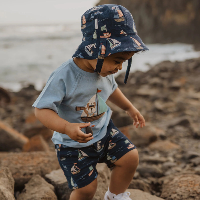purebaby organic yacht reversible bucket hat for baby