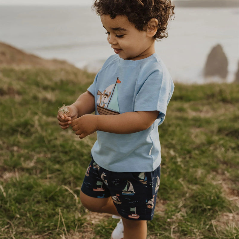 purebaby yacht pull on shorts organic cotton baby toddler shorts