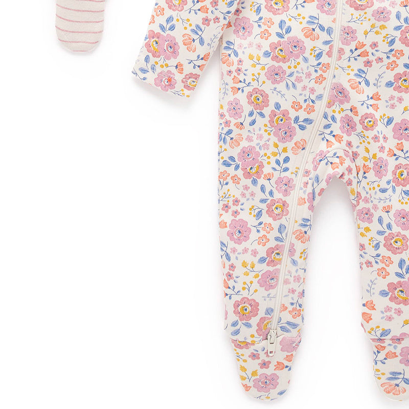 Floral Pansy Zip Growsuit (Pack of 2)