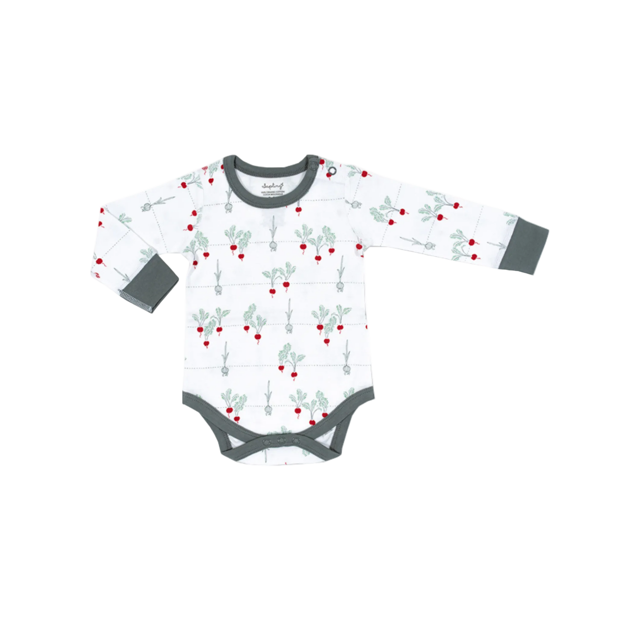 sapling child organic cotton radish long sleeve bodysuit baby