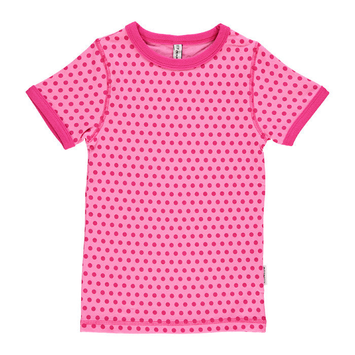 maxomorra kids pink polka dot short sleeve top