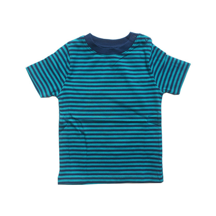 Turquoise Striped Short Sleeve Top